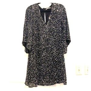 Alice + Olivia Black Sequin Sleeved Dress